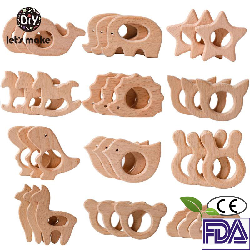 Baby Food Toy - Vamos fazer-anel de dentição de madeira