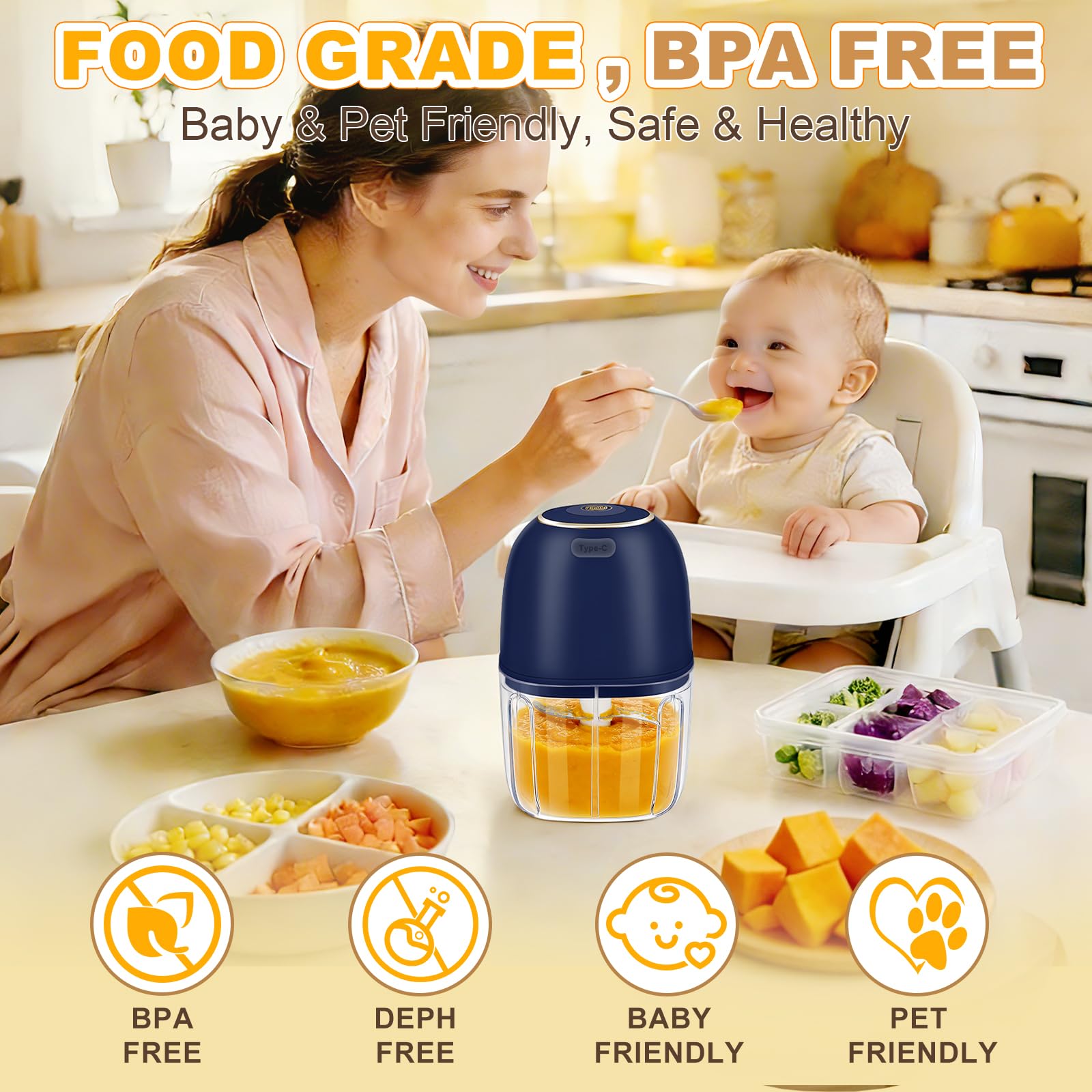 Baby Food Chopper - Processador de Alimentos Elétrico Sem Fio,