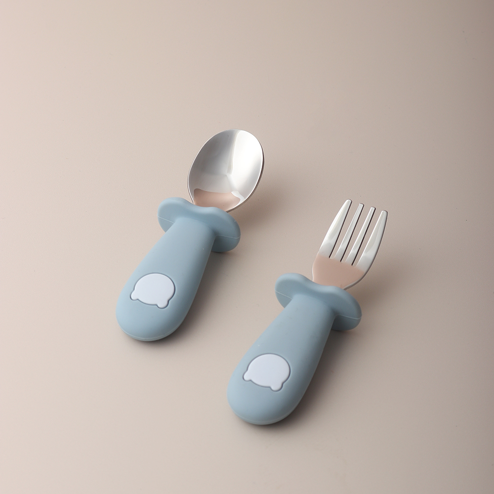 Baby Food Feeder - Colher e Garfo de Silicone em