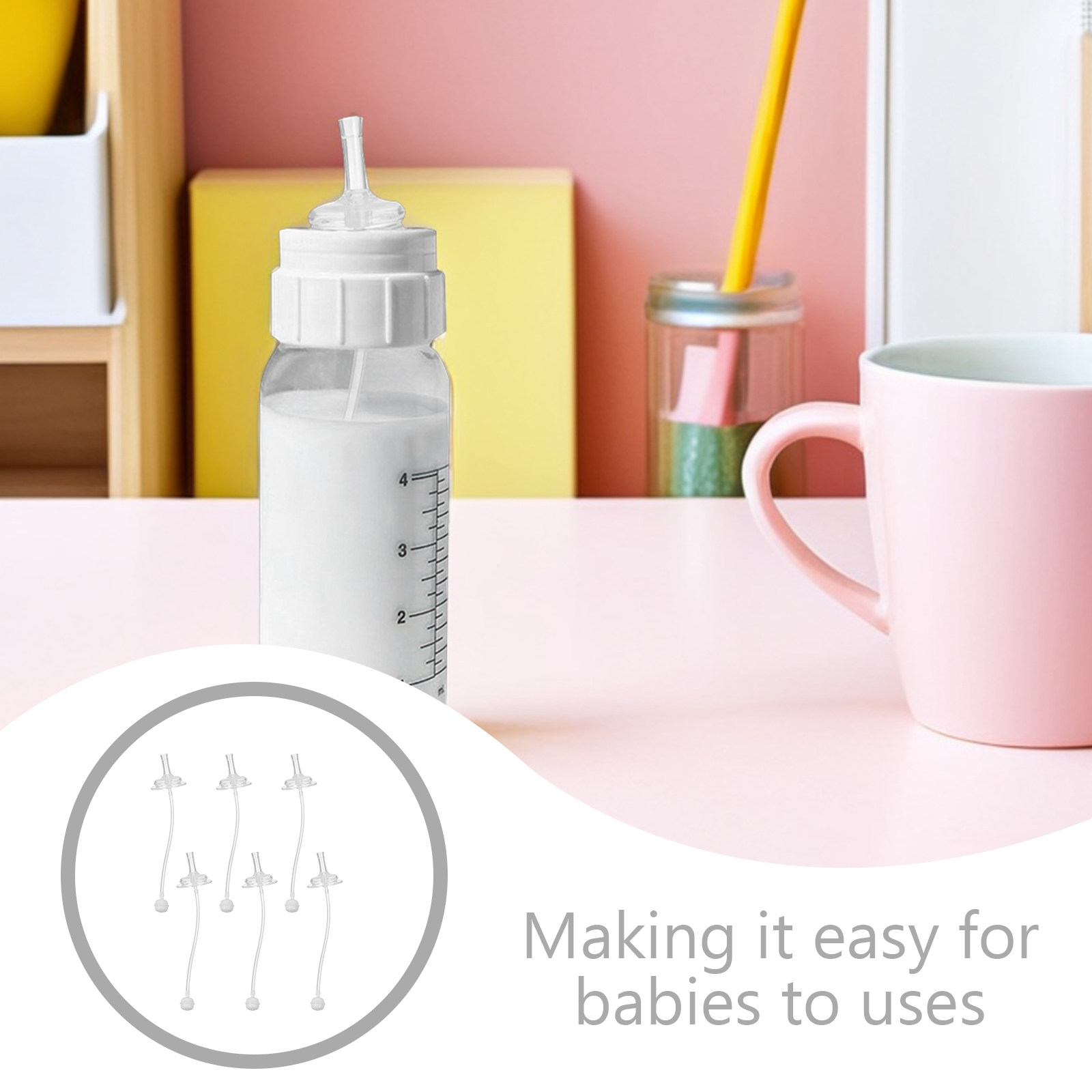 Baby Food Bottle - Conjunto de 6 Canudos de Silicone