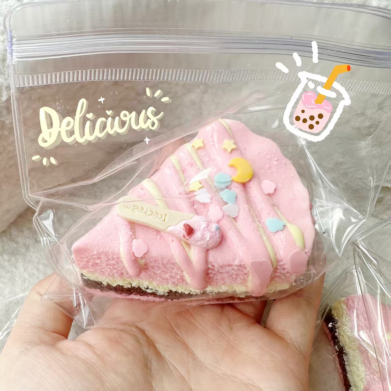 Brinquedo Squishy de Bolo Rosa - Baby Food Toy avaliação e preço