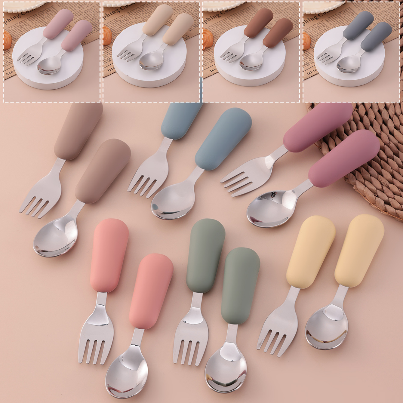 Cor crianças 2 pçs garfo colhe - Baby Food Feeder avaliação e preço
